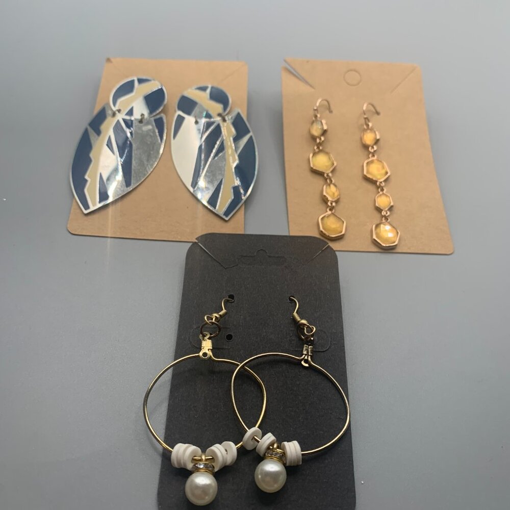 Lot of 3 Multicolored Fashion Earrings